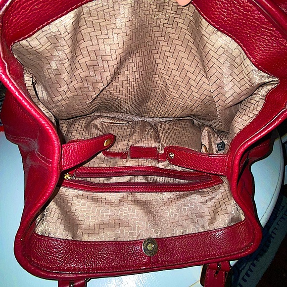 NWOT Cole Haan Burgandy Leather Woven Bag mint Cond. - Picture 3 of 5